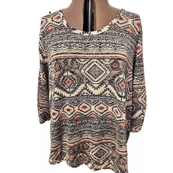 Absolutely Famous Sweater. Sz 3X. Aztec Pullover Asymmetric Hem. Stretch. B43 - Picture 1 of 6